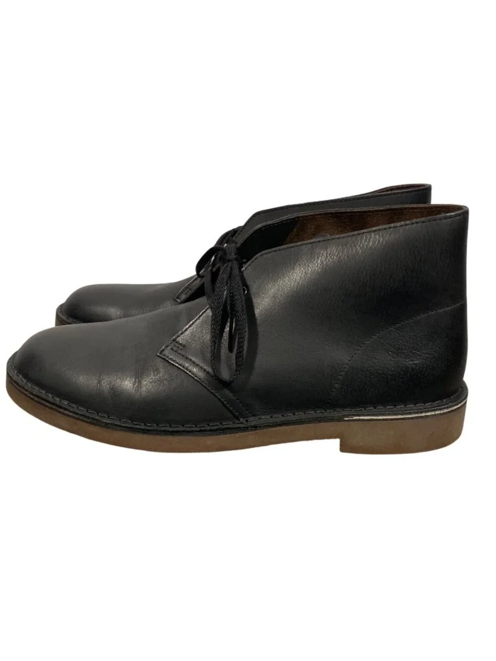 Clarks Mens Black Bushacre 2 Leather Desert Boots Size 11M Casual Lace-Up Shoes
